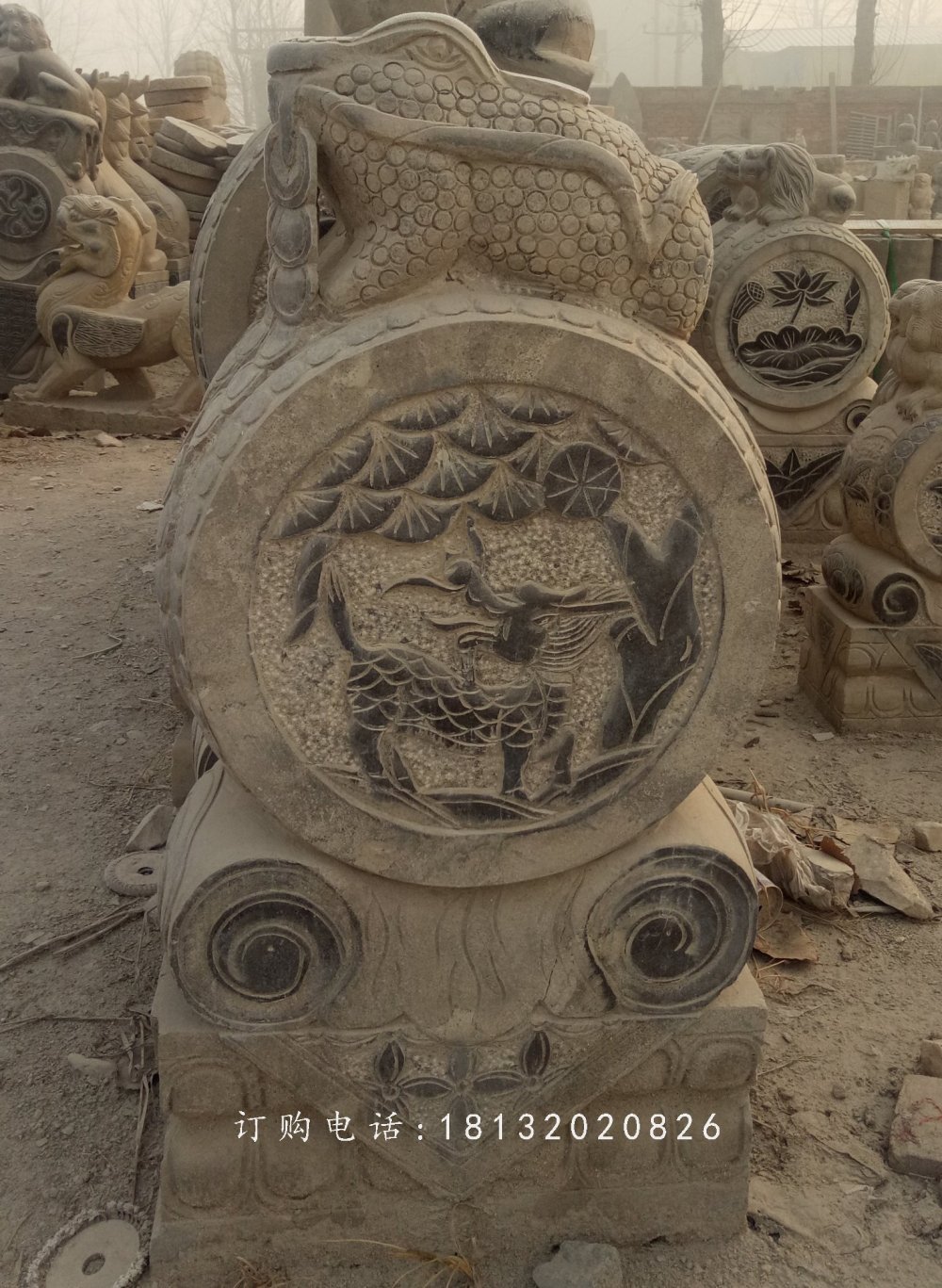 金蟾石雕門墩，仿古石門墩，石雕抱鼓石