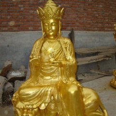 地藏王菩薩銅雕，銅雕貼金地藏王菩薩