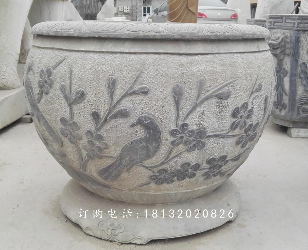青石水缸雕塑，花盆石雕 (2)
