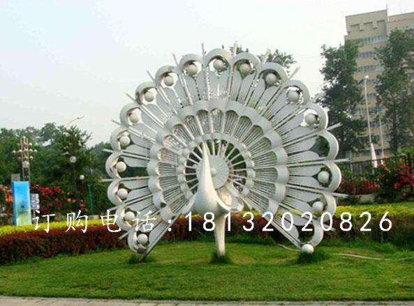 不銹鋼孔雀雕塑，公園抽象孔雀雕塑