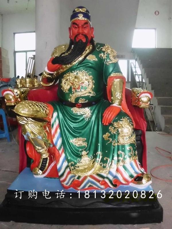 玻璃鋼關公雕塑，彩繪關公雕塑