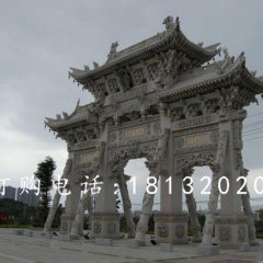 三門石牌樓，大理石牌樓雕塑