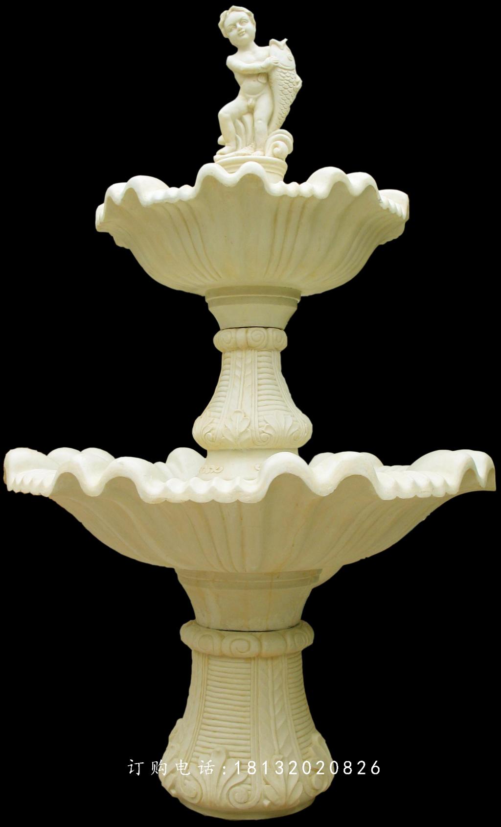 西方小孩石噴泉，漢白玉噴泉石雕