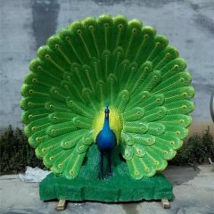 玻璃鋼孔雀開屏雕塑，玻璃鋼動物雕塑