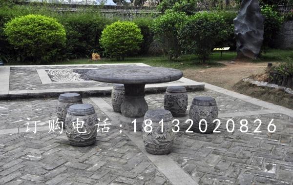 青石圓桌圓凳，仿古石桌凳
