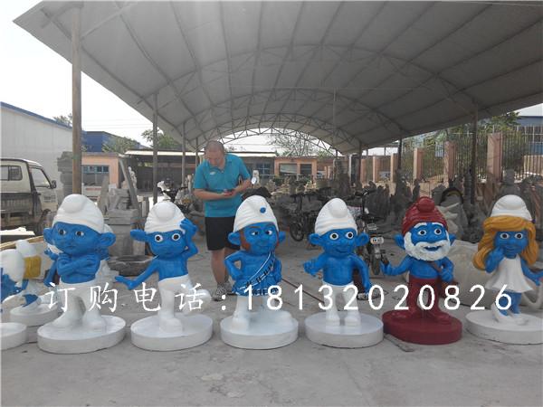 玻璃鋼藍精靈雕塑，卡通動畫雕塑