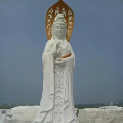 漢白玉立式佛像雕塑，石雕觀音菩薩