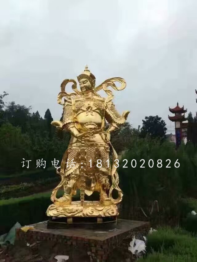 韋陀銅雕，貼金菩薩雕塑