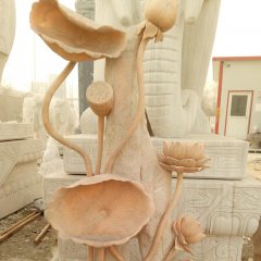 荷花石雕，晚霞紅景觀雕塑