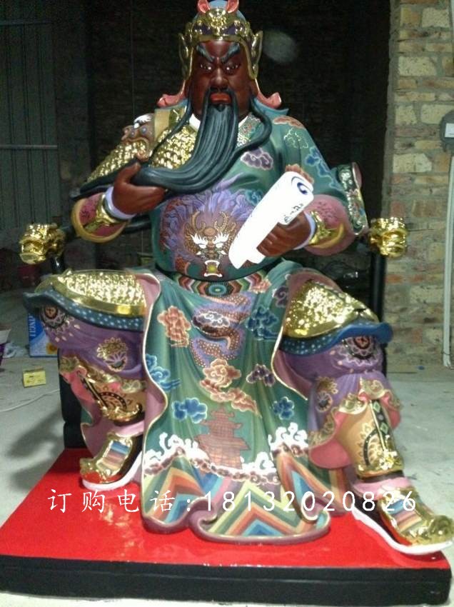 玻璃鋼關公春秋雕塑，彩繪玻璃鋼雕塑 (1)