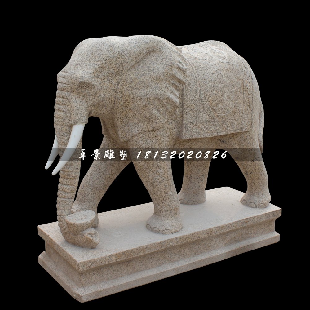 大象石雕，大理石大象雕塑，動(dòng)物石雕 (2)
