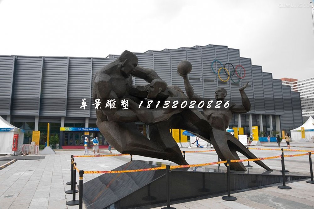 打籃球銅雕，廣場運動雕塑