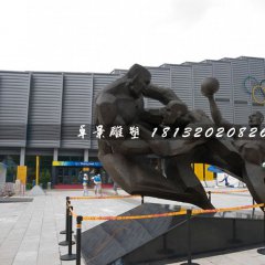 打籃球銅雕，廣場運動雕塑