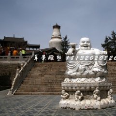 大肚彌勒佛石雕，大理石佛像雕塑