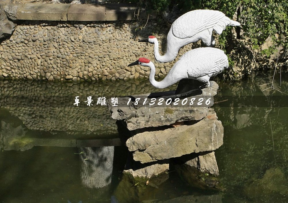 丹頂鶴石雕，公園動物石雕