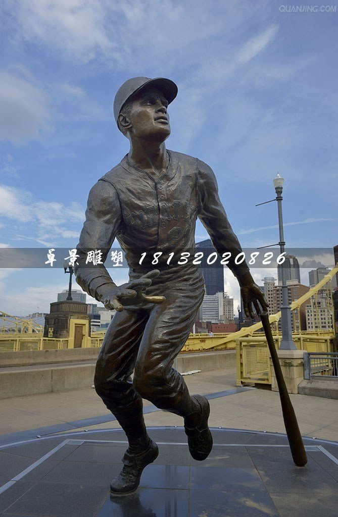 打棒球銅雕，廣場運動銅雕