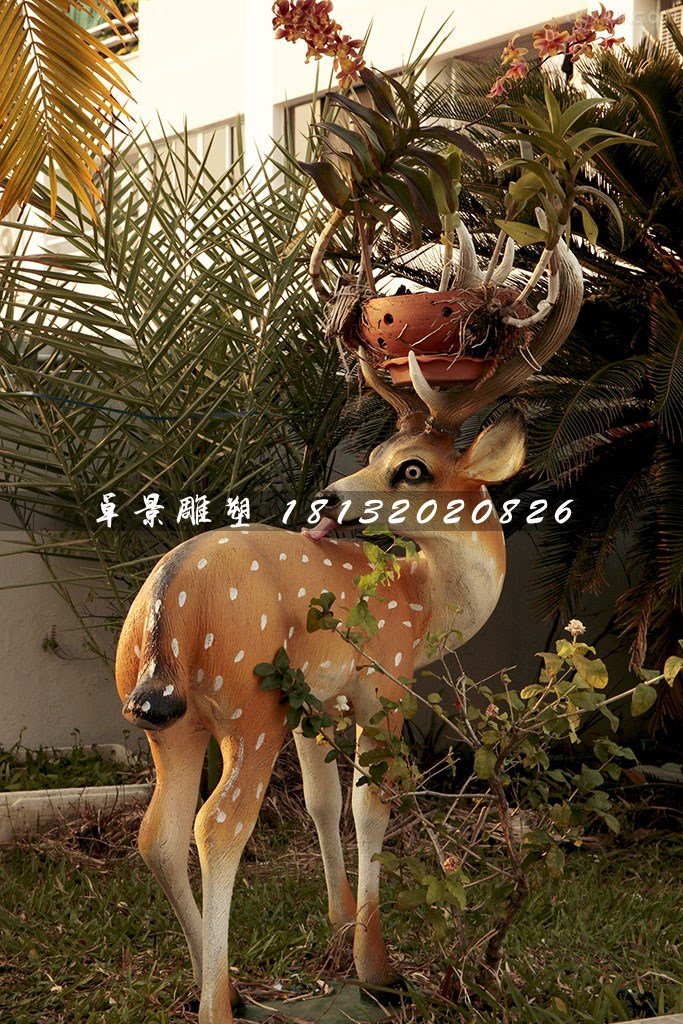 回頭鹿雕塑，玻璃鋼仿真動物