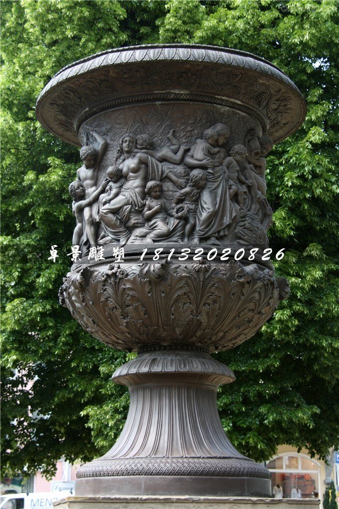 花盆銅雕，歐式花缽銅雕