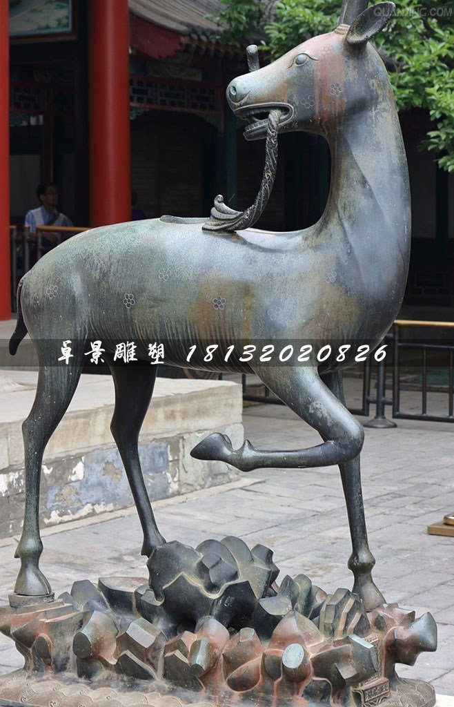 梅花鹿銅雕，動物銅雕