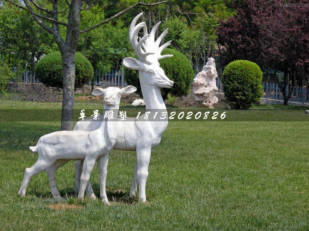 小鹿石雕，公園動物石雕