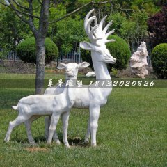 小鹿石雕，公園動物石雕