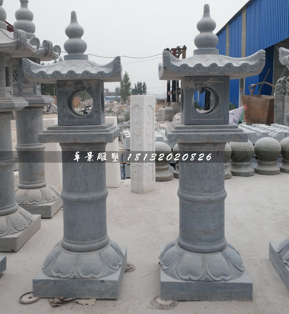 仿古石燈雕塑，公園青石燈