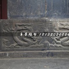 青石浮雕，雙龍戲珠石浮雕