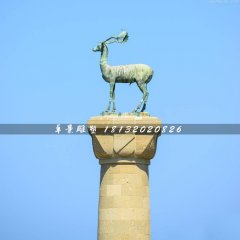 青銅鹿雕塑，廣場馴鹿銅雕