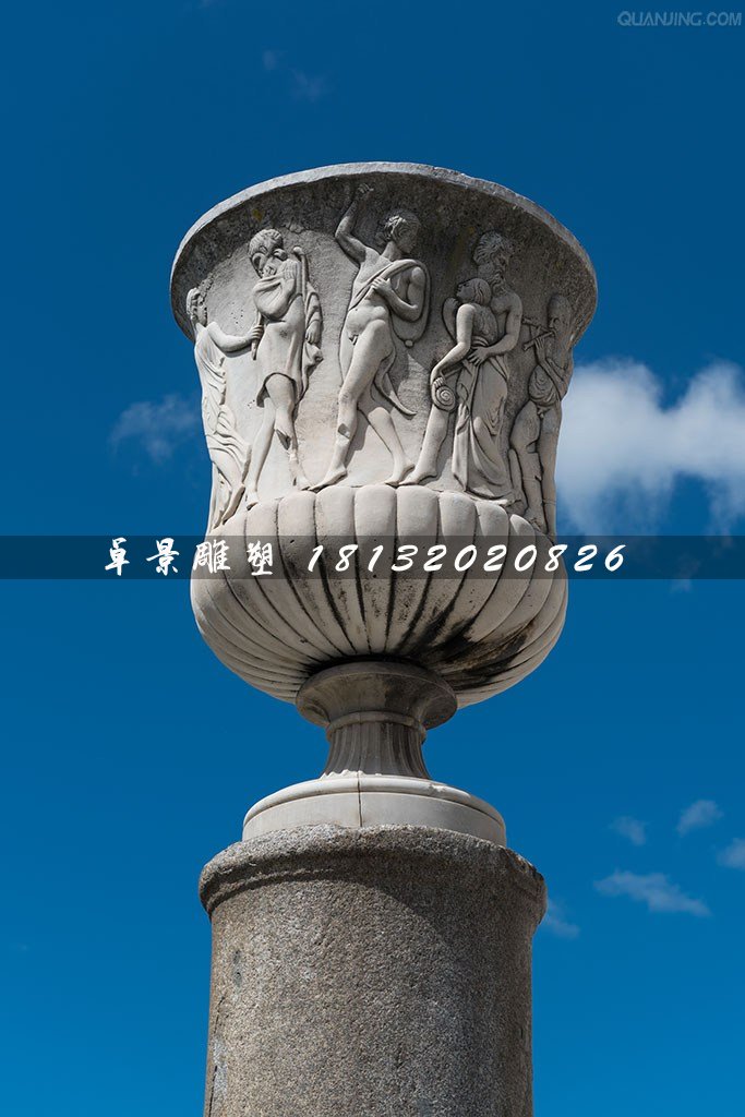 石雕花缽，大理石花盆