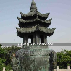 青銅香爐雕塑，寺廟香爐雕塑