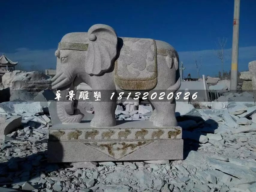 大象石雕，大型動物石雕 (2)