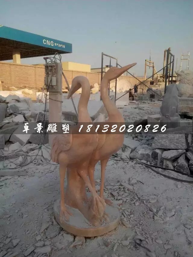 石雕仙鶴，大理石動物雕塑 (4)