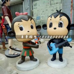 卡通小猴子雕塑，玻璃鋼商場雕塑