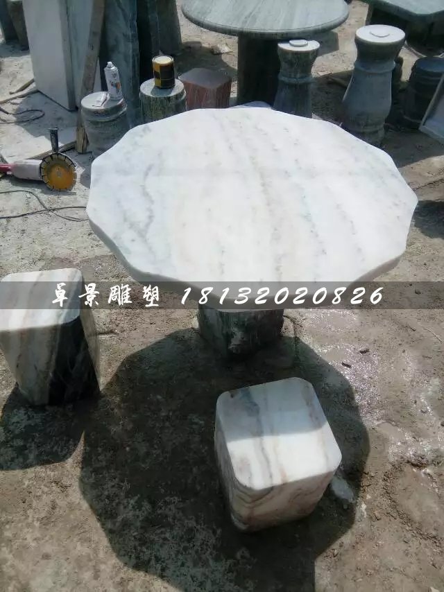大理石桌子雕塑，公園桌椅石雕