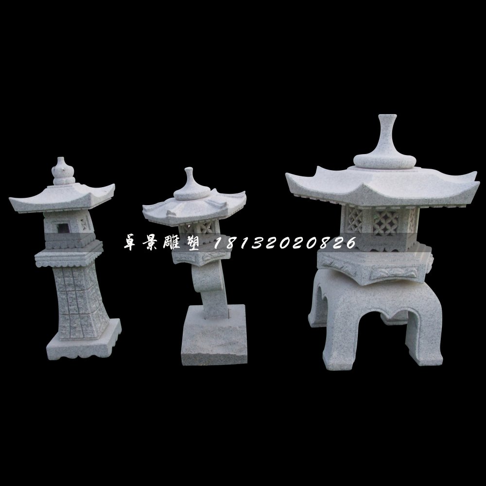 仿古宮燈石雕，公園小型石燈 (3)