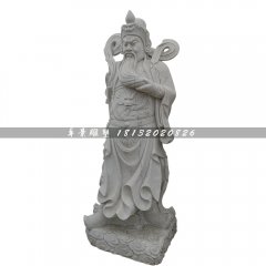 關公石雕，大理石捋胡子關公