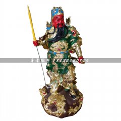 彩繪關公，玻璃鋼武財神雕塑