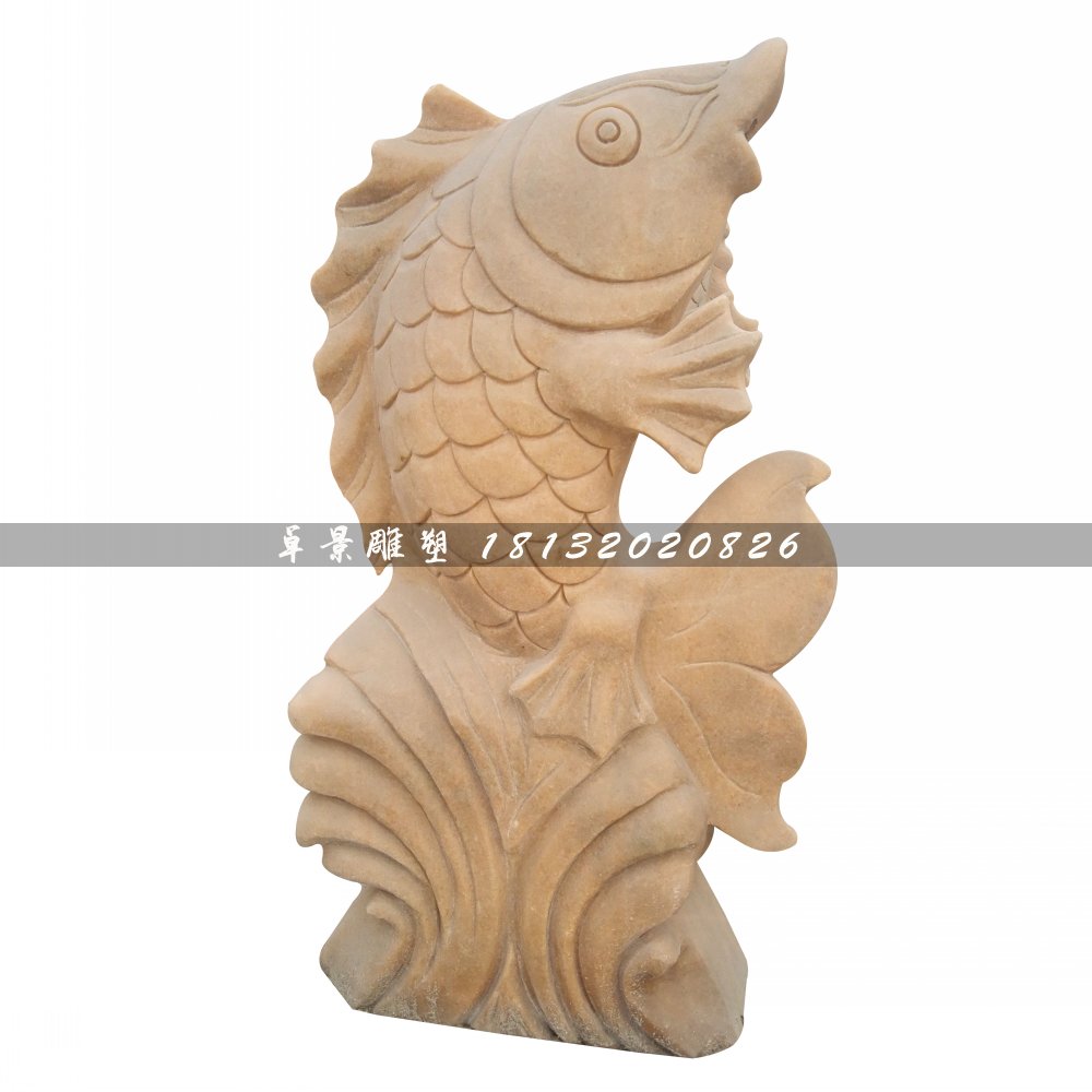 石雕魚，公園噴泉魚石雕 (2)