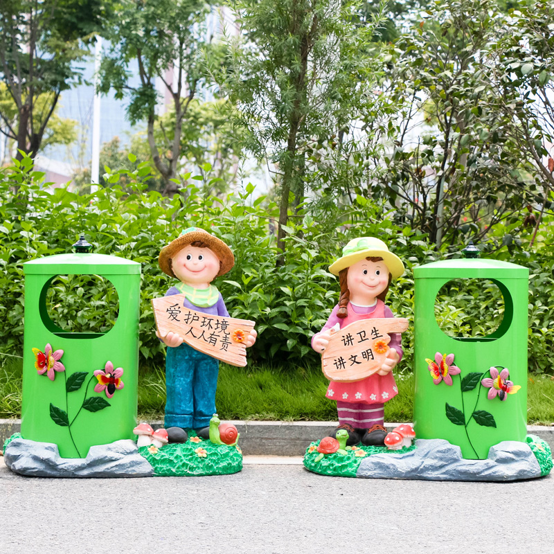玻璃鋼垃圾桶，卡通垃圾桶雕塑