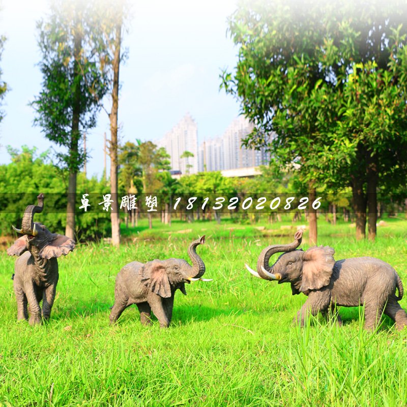 大象雕塑，玻璃鋼仿真大象 (2)