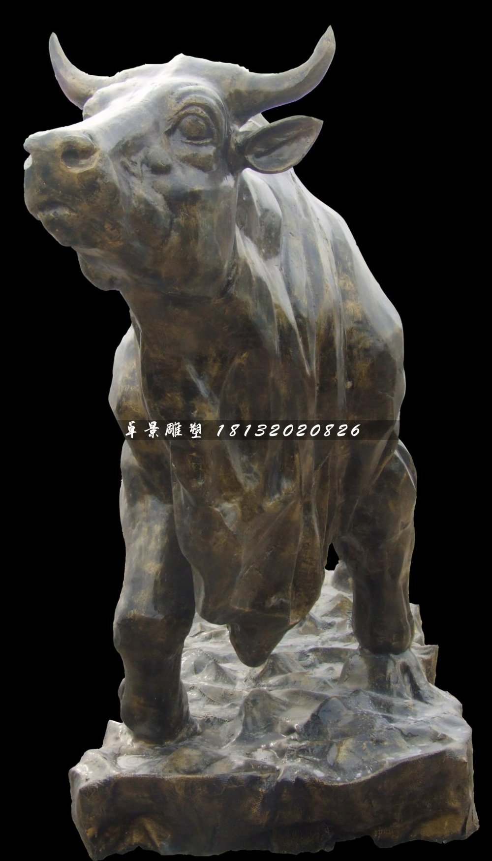 開荒牛雕塑，玻璃鋼仿銅牛雕塑 (1)