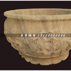 大理石水缸雕塑，仿古水盆雕塑