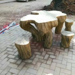 仿木桌椅雕塑，公園玻璃鋼桌椅