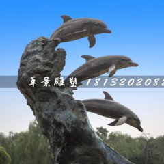 海豚戲水石雕，動物石雕