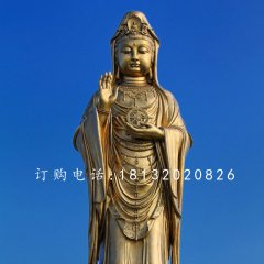 觀世音銅雕，立式觀音銅雕