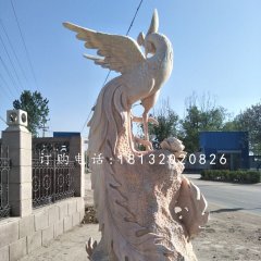 石雕鳳凰，晚霞紅神獸