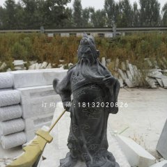 持刀關(guān)公石雕，青石關(guān)公