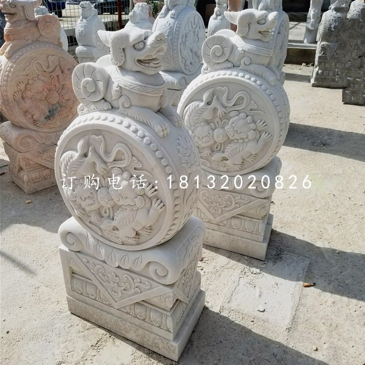 大理石門墩，門枕石雕塑