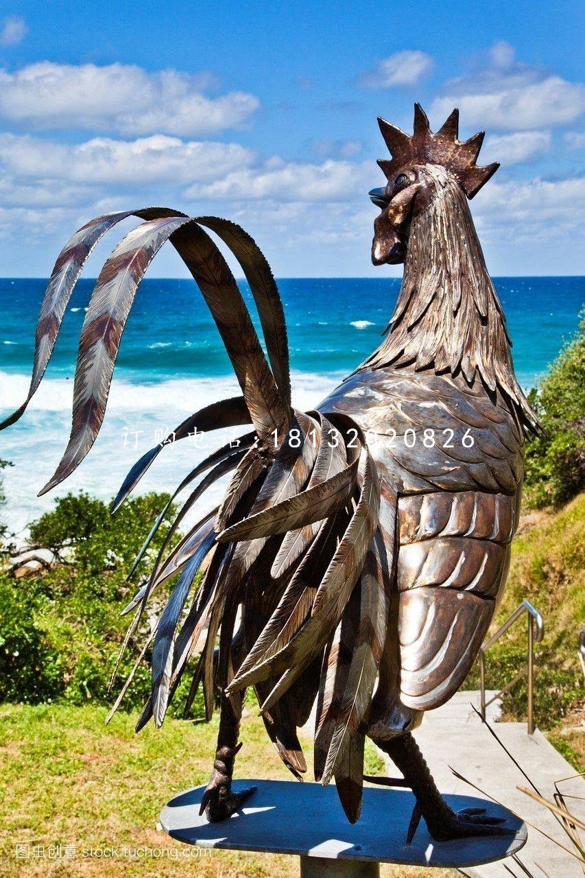 不銹鋼公雞雕塑，動物雕塑