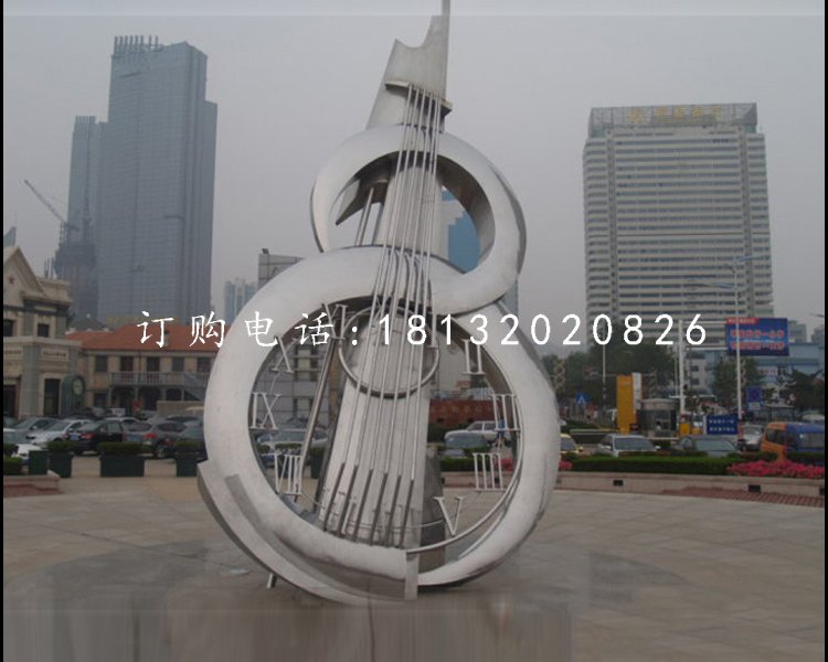 不銹鋼吉他雕塑，廣場不銹鋼雕塑